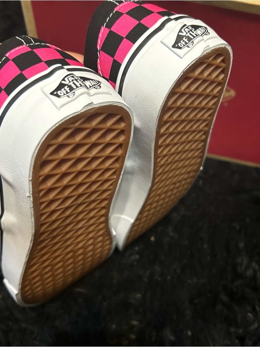 VANS checkerboard pink black slip on shoes sneakers women’s 7.5 new - Picture 5 of 7